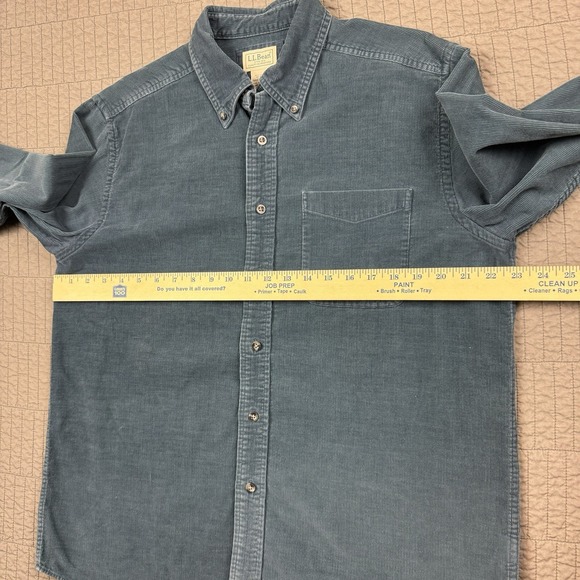 LL Bean Shirt Mens Medium Blue Corduroy Pocket Long Sleeve Button Down Workwear - Picture 7 of 10